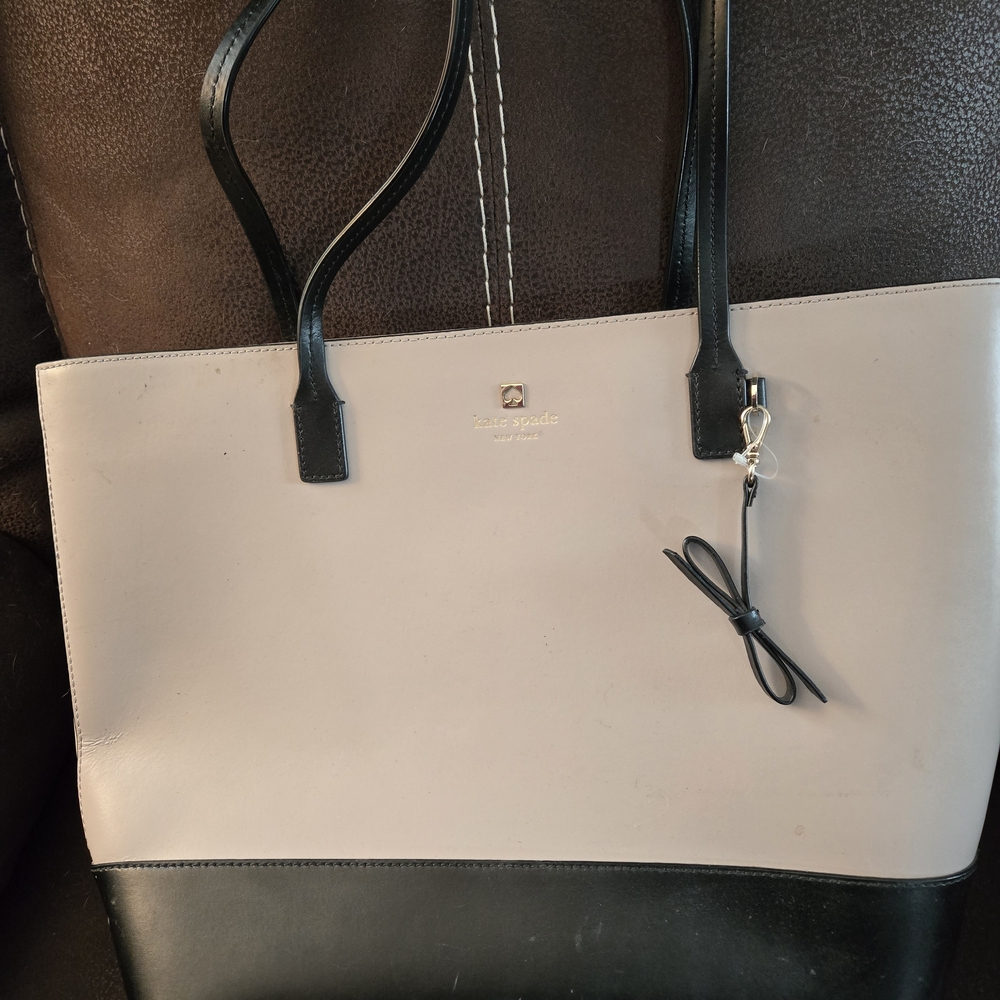Kate Spade Black and Cream Leather Tote